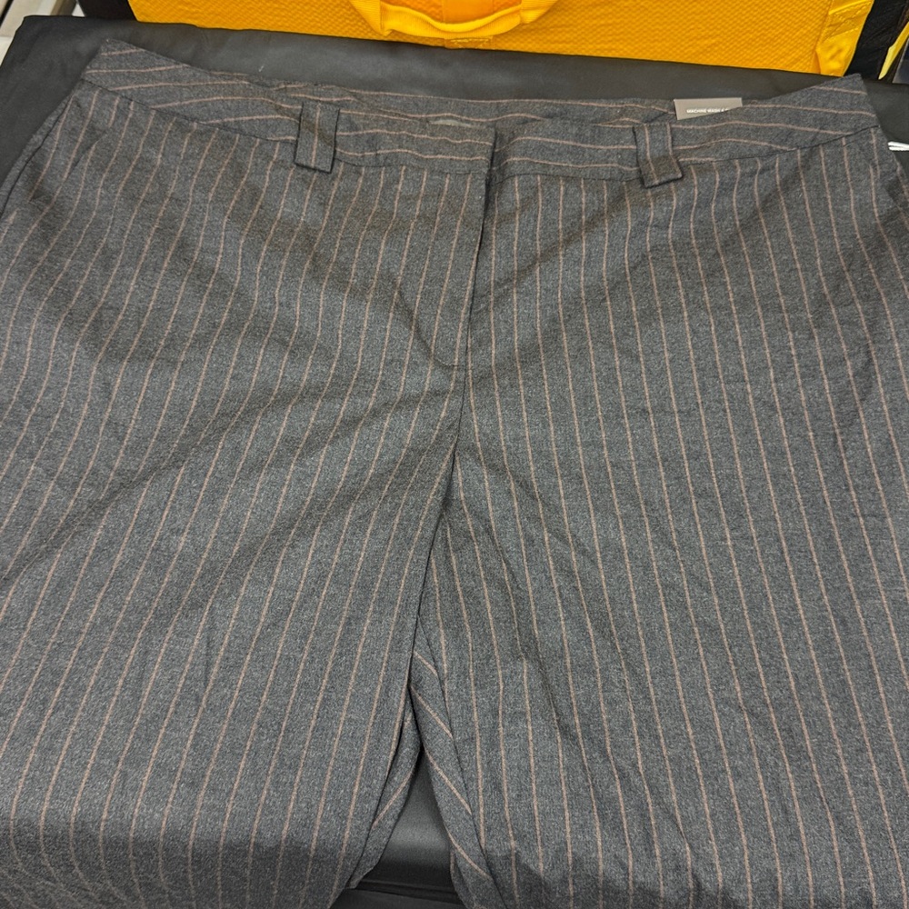 Worthington straight leg high rise Gray Pinstripe Pants gray brown 24W new